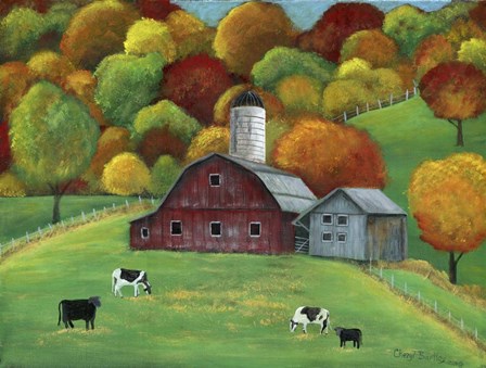 Colors of Autumn Barnyard by Cheryl Bartley art print