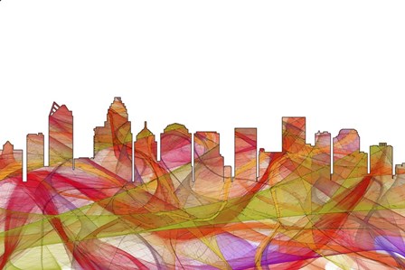 Charlotte NC Skyline - Summer Swirl by Marlene Watson art print