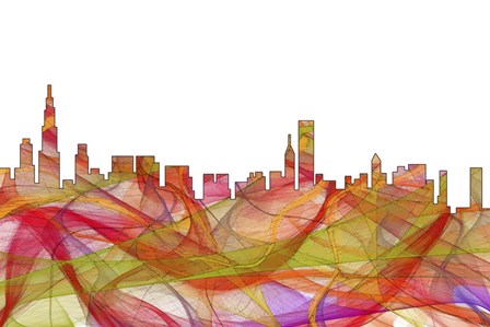 Chicago Illinois Skyline - Summer Swirl by Marlene Watson art print