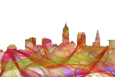 Cleveland Ohio Skyline - Summer Swirl by Marlene Watson art print