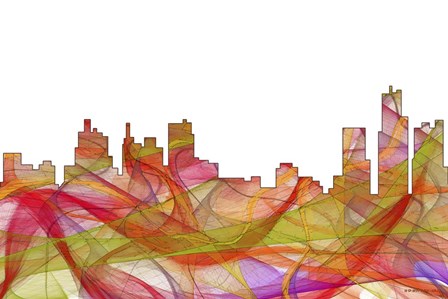 Detroit Michigan Skyline- Summer Swirl by Marlene Watson art print