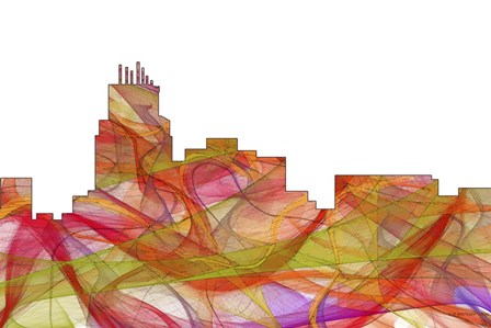 Durham North Carolina Skyline - Summer Swirl by Marlene Watson art print