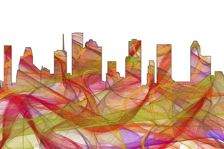 Houston Texas Skyline - Summer Swirl by Marlene Watson art print