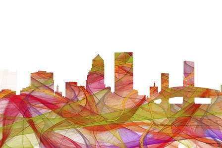 Jacksonville Florida Skyline - Summer Swirl by Marlene Watson art print