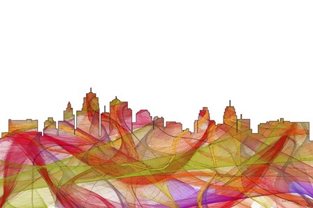 Kansas City Missouri Skyline -  Summer Swirl by Marlene Watson art print