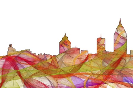Mobile Alabama Skyline - Summer Swirl by Marlene Watson art print