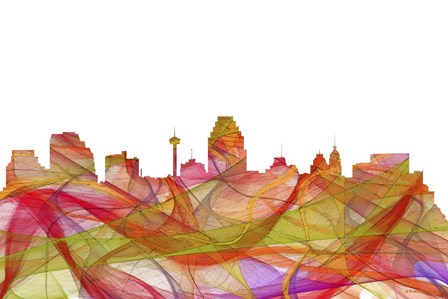 San Antonio Texas Skyline - Summer Swirl by Marlene Watson art print