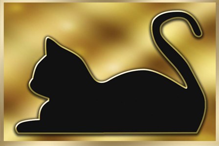 Cat on Gold Background by Art Deco Designs art print