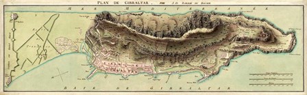 Map Of Gibraltar And Its Fortifications 1799 by Vintage Lavoie art print