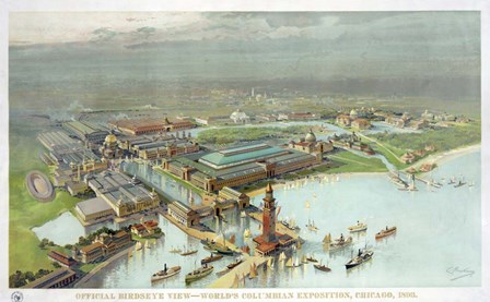 Official Birdseye View World&#39;s Columbian Exposition, Chicago 1893 by Vintage Lavoie art print