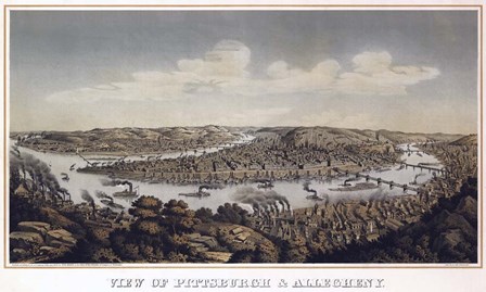 View Of Pittsburgh And Allegheny Pennsylvania 1874 by Vintage Lavoie art print