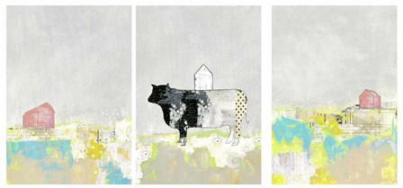 3 Barns and a Cow Set by Sarah Ogren art print