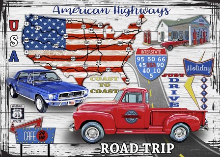 American Highways - Coast to Coast by Jean Plout art print