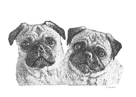 Pugs by Let Your Art Soar art print