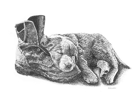 Puppy and Boot by Let Your Art Soar art print