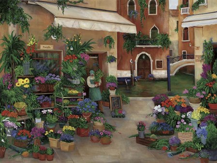 Venetian Canal Flower Shops by Betty Lou art print
