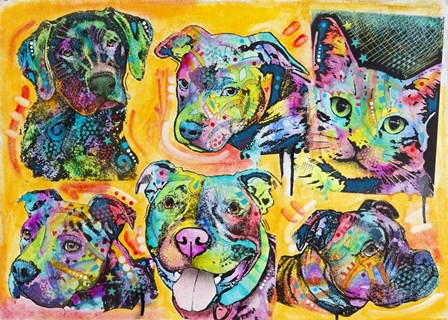 5 Dogs and a Cat by Dean Russo art print