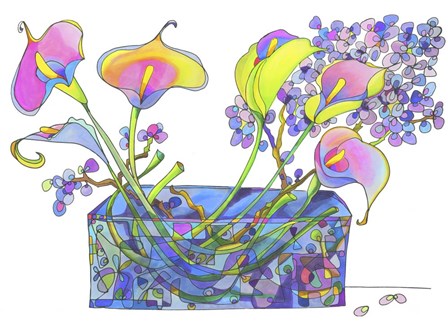 Calla Lilly And Hydrangea Hallucination by Lisa Katharina art print