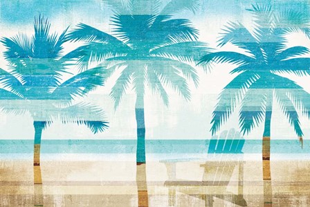 Beachscape Palms with chair by Michael Mullan art print