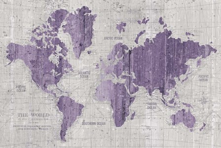 Old World Map Purple Gray by Wild Apple Portfolio art print