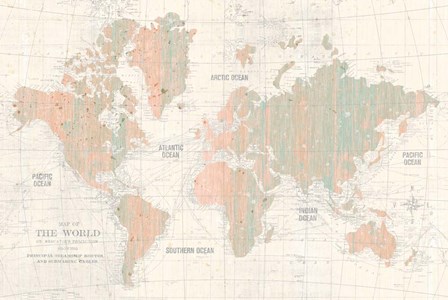 Old World Map Blush and Mint by Wild Apple Portfolio art print