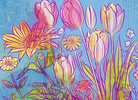 Rebel Yell Tulips by Delores Naskrent art print