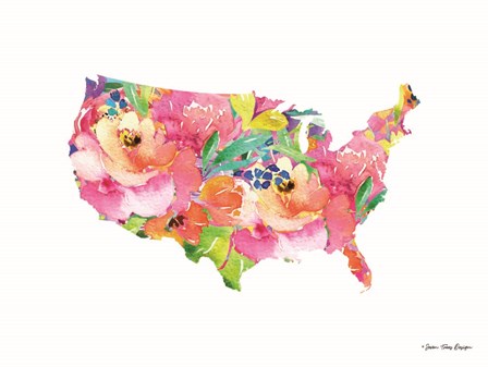 Floral USA Map by Seven Trees Design art print