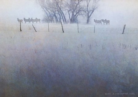 Fence Line Elk by Chris Vest art print