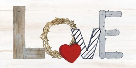 Rustic Valentine Love by Kathleen Parr McKenna art print