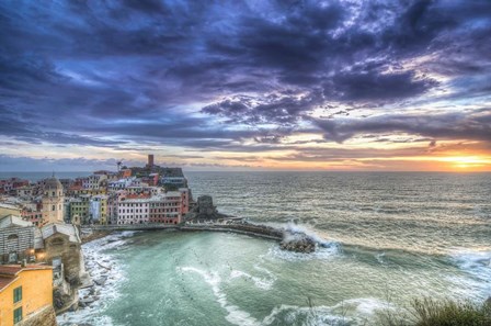 Sunset over Vernazza Fishing Village Italy by Nick Jackson art print