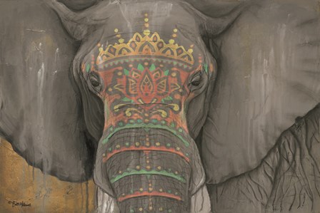Tattooed Elephant by Britt Hallowell art print
