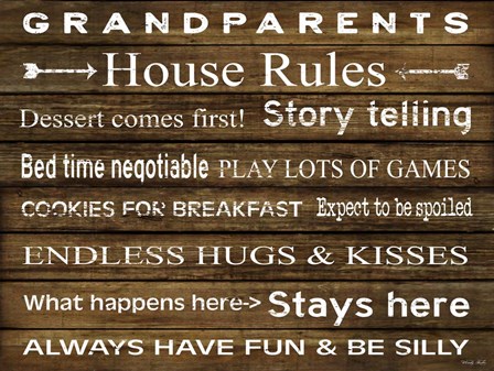 Grandparents House Rules by Cindy Jacobs art print