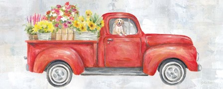 Vintage Red Truck Panel by Cynthia Coulter art print