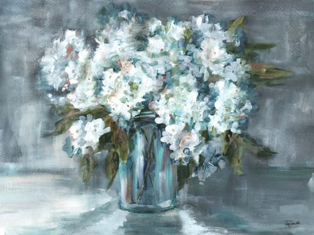 White Hydrangeas on Gray Landscape by Tre Sorelle Studios art print