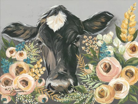 Cow in the Flower Garden by Michele Norman art print