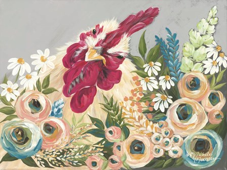 Hen in the Flower Garden by Michele Norman art print