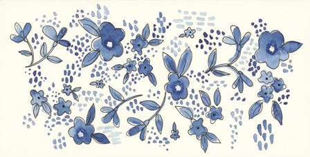 Scattered Blue Flowers by Annie Lapoint art print