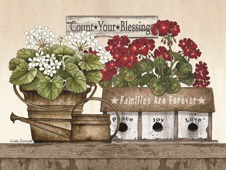 Count Your Blessings Geraniums by Linda Spivey art print