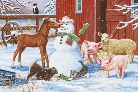 Winter Barnyard Scene by William Vanderdasson art print