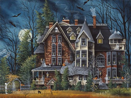 Decorating the Haunted House by Debbi Wetzel art print