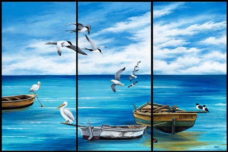 Fishing Boats and Birds by Debbi Wetzel art print